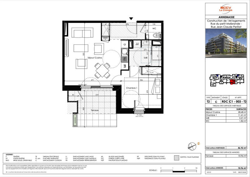 Appartement - 47 m² - 2 pièces