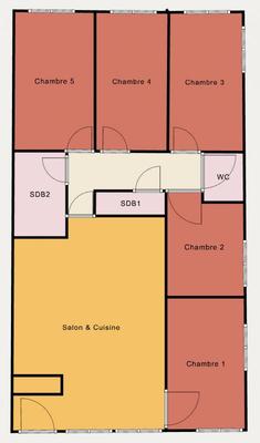 Chambre - 22 m² - 6 pièces