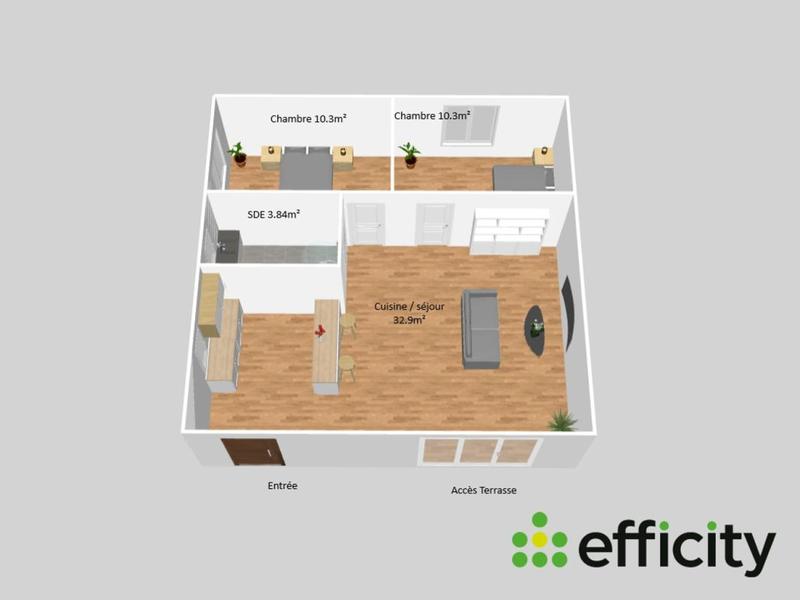 Maison - 57 m² - 3 pièces