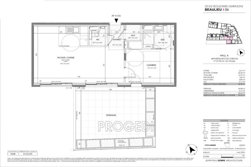 Appartement - 57 m² - 2 pièces