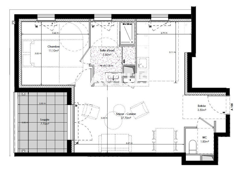 Appartement - 50 m² - 2 pièces