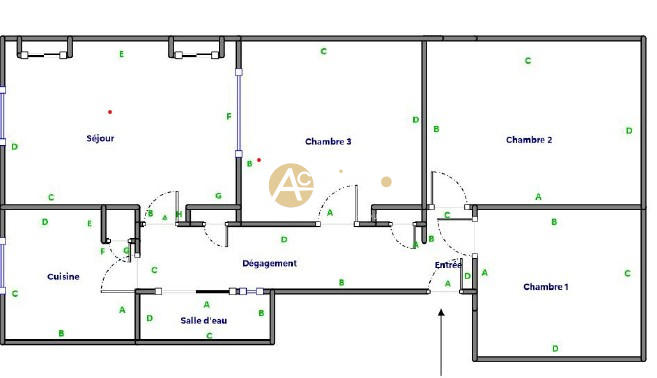 Appartement - 44 m² - 4 pièces