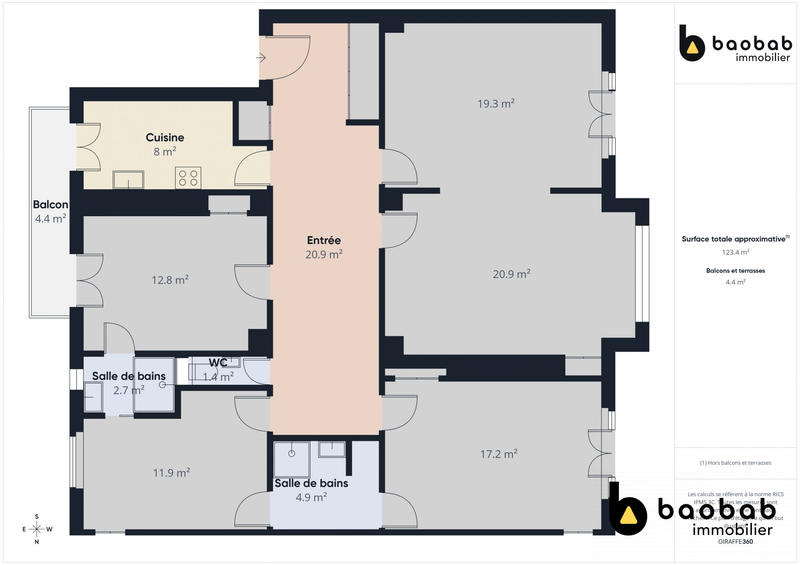 Appartement - 122 m² - 5 pièces