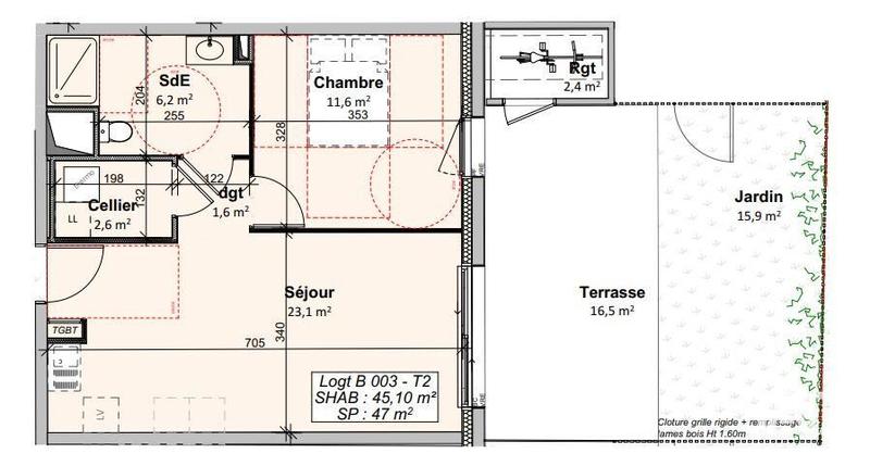Appartement - 44 m² - 2 pièces