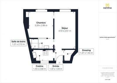 Appartement - 33 m² - 2 pièces