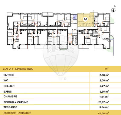 Appartement - 44 m² - 2 pièces