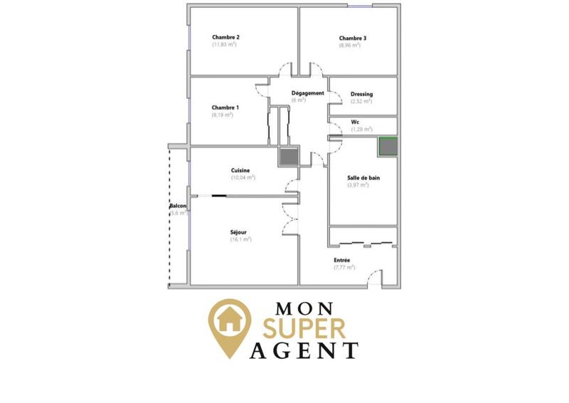 Appartement - 77 m² - 4 pièces