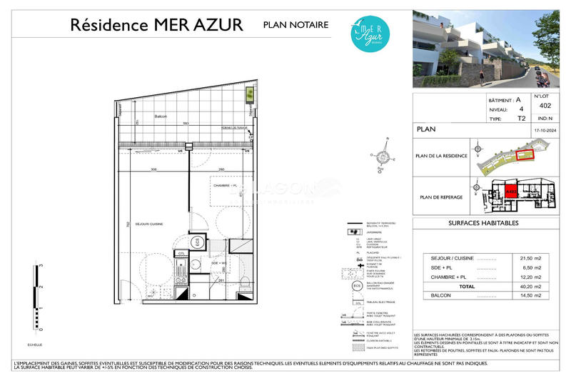 Appartement - 40 m² - 2 pièces