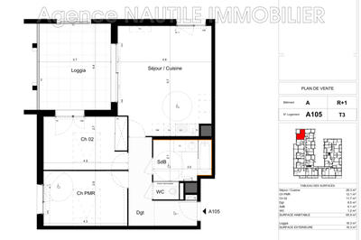 Appartement - 66 m² - 3 pièces