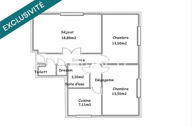 Appartement - 64 m² - 3 pièces