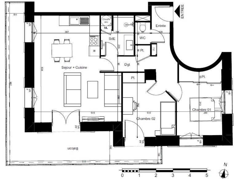 Appartement - 64 m² - 3 pièces