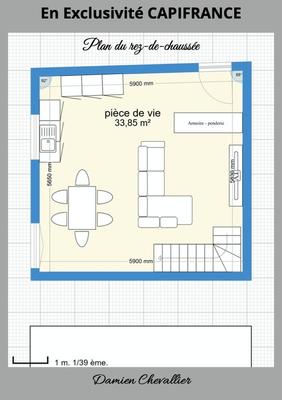 Maison - 62 m² - 3 pièces