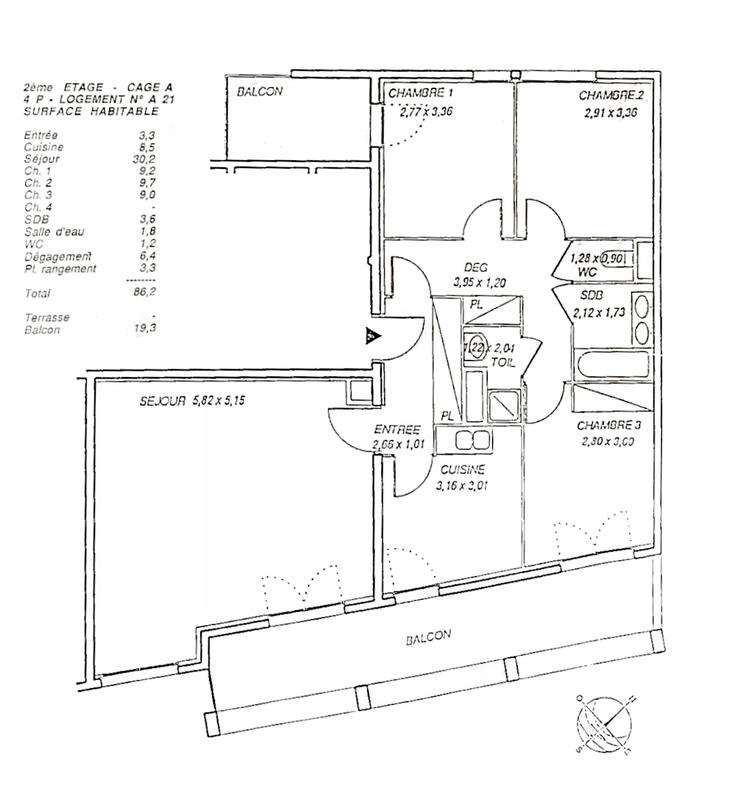 Appartement - 87 m² - 4 pièces