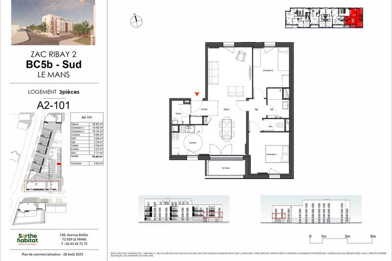 Appartement - 70 m² - 3 pièces