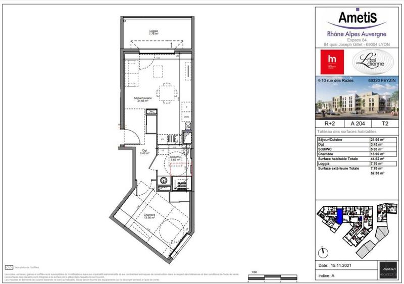 Appartement - 44 m² - 2 pièces