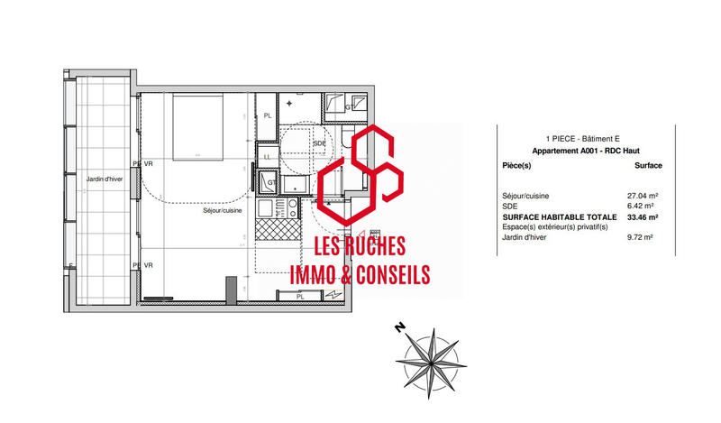 Appartement - 34 m² - 1 pièce