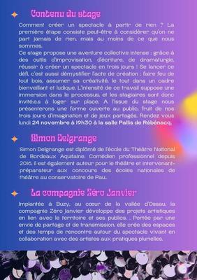 Théâtre : pièce des stagiaires de la Cie Zéro Janvier