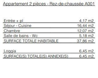 Appartement - 38 m² - 2 pièces