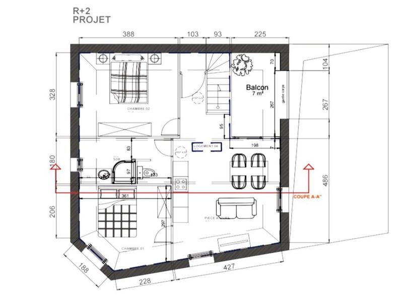 Appartement ancien - 57 m² - 3 pièces