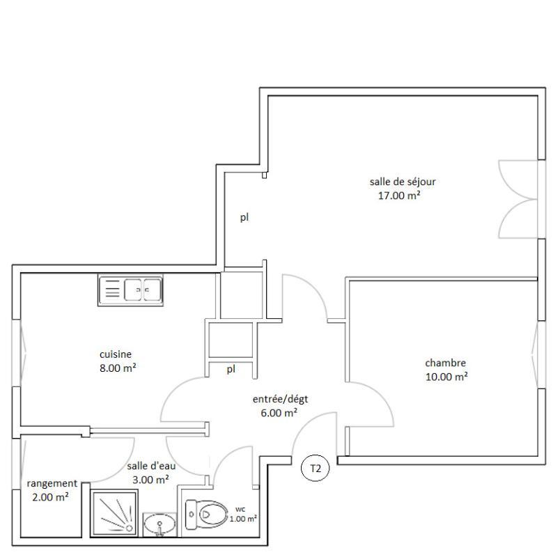 Appartement - 44 m² - 2 pièces