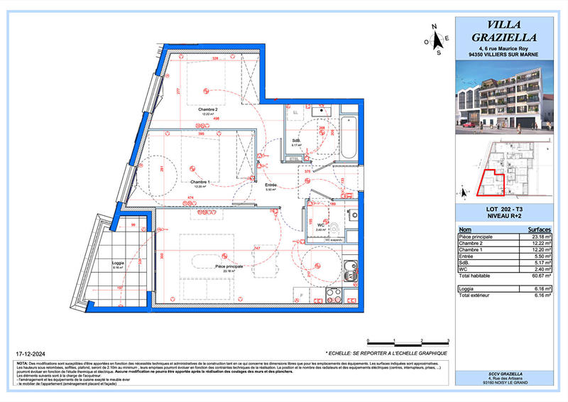 Appartement - 61 m² - 3 pièces