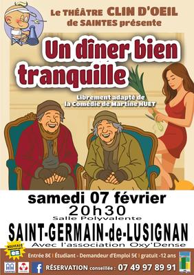 Théâtre comédie &quot;Un dîner bien tranquille&quot; Saint-Germain de -Lusignan