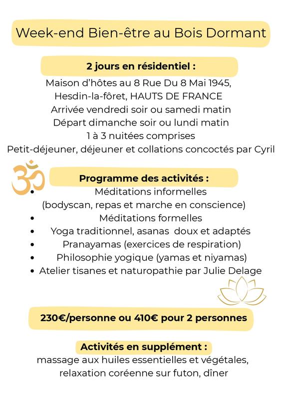 Week-end Bien-être au Bois Dormant