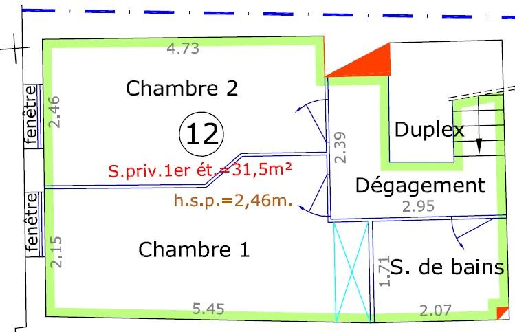 Duplex - 62 m² - 3 pièces
