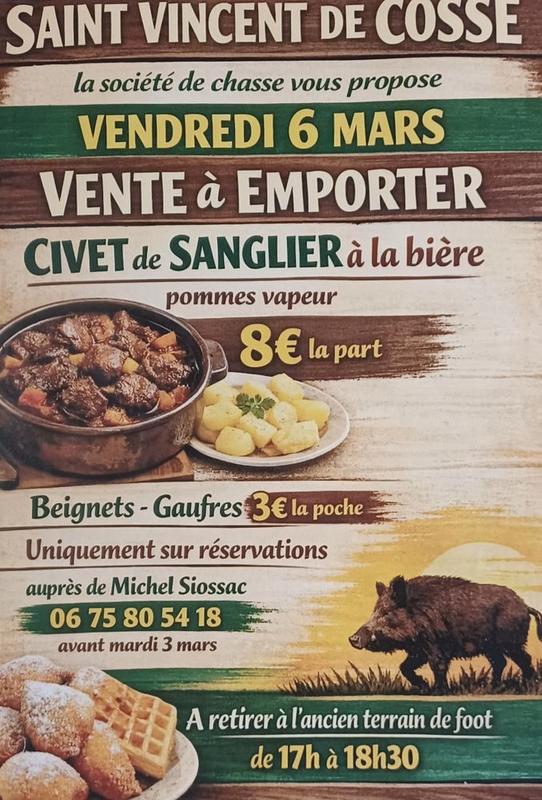 Vente à Emporter : Civet de Sanglier à la Bière