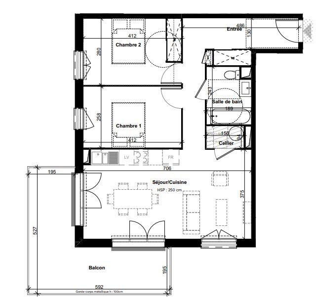 Appartement - 66 m² - 3 pièces
