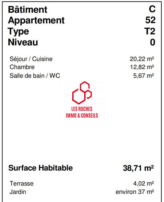 Appartement - 39 m² - 2 pièces