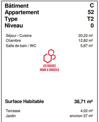 Appartement - 39 m² - 2 pièces