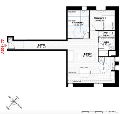 Appartement - 84 m² - 3 pièces