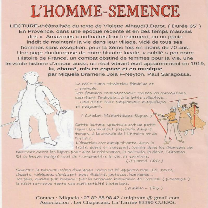 Lecture théâtralisée : l'Homme-Semence