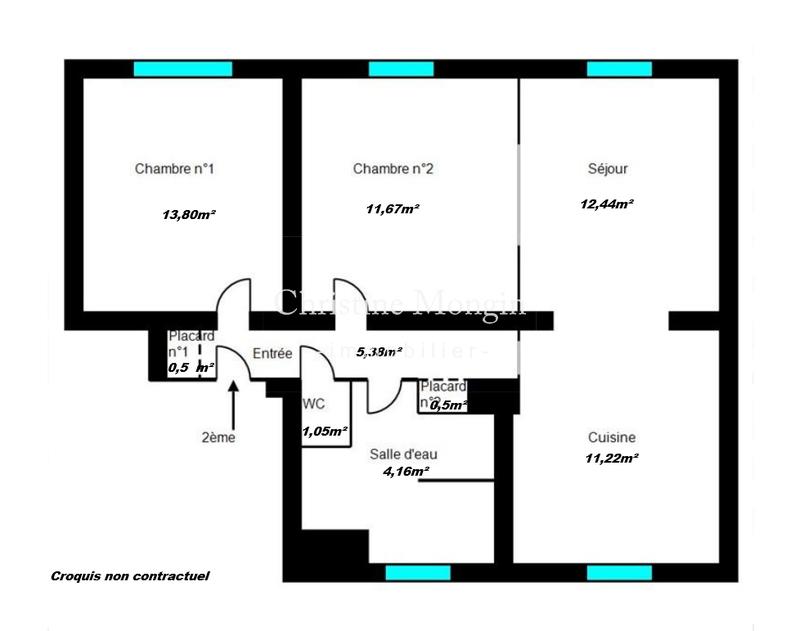 Appartement - 61 m² - 3 pièces