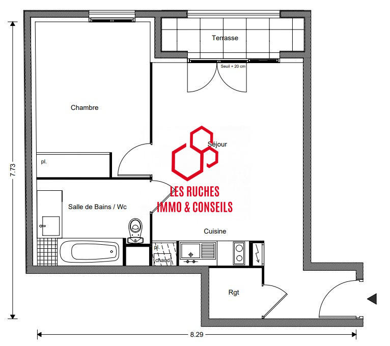 Appartement - 44 m² - 2 pièces