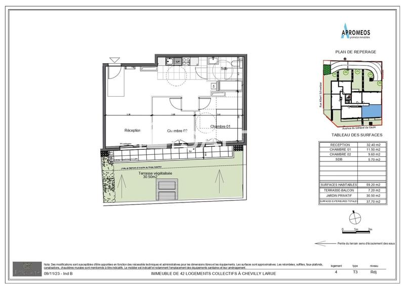 Appartement - 60 m² - 3 pièces