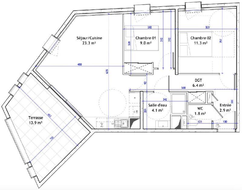 Appartement - 59 m² - 3 pièces