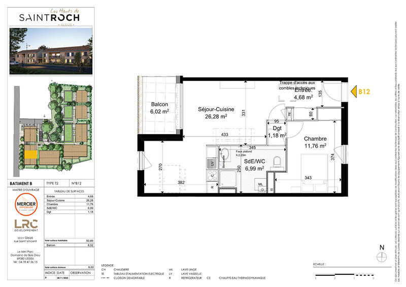 Appartement - 51 m² - 2 pièces