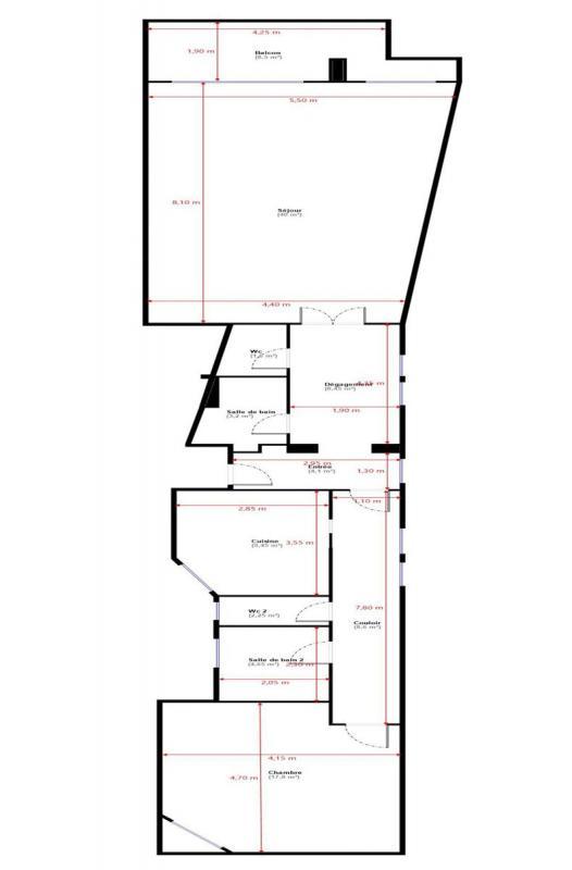 Appartement - 100 m² - 3 pièces