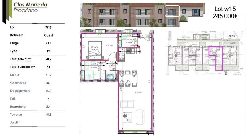 Appartement - 50 m² - 2 pièces