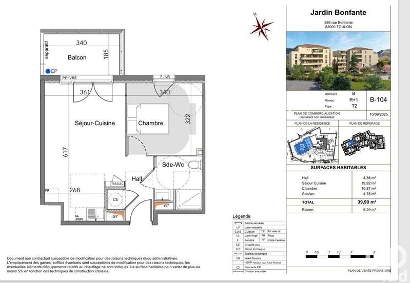 Appartement - 39 m² - 2 pièces