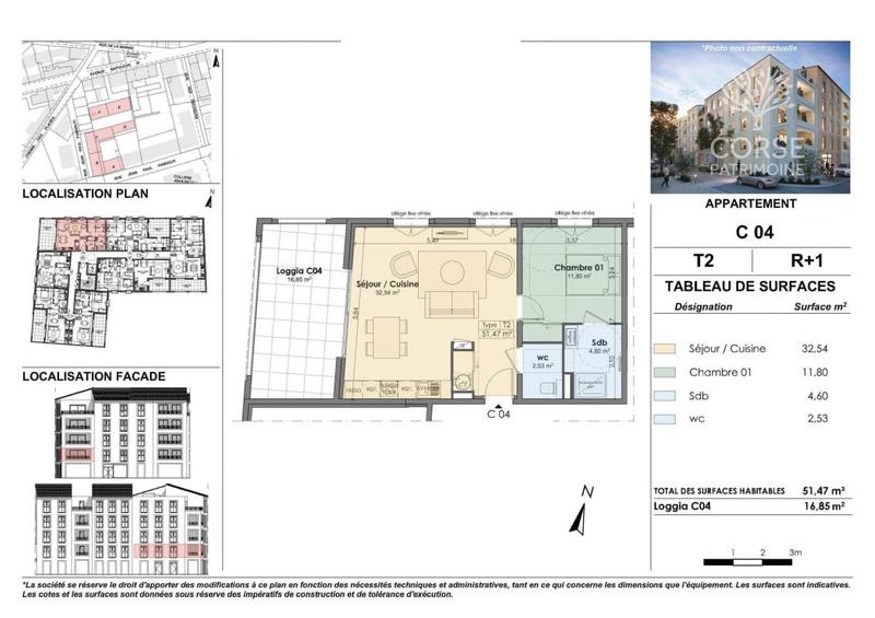Appartement - 51 m² - 2 pièces