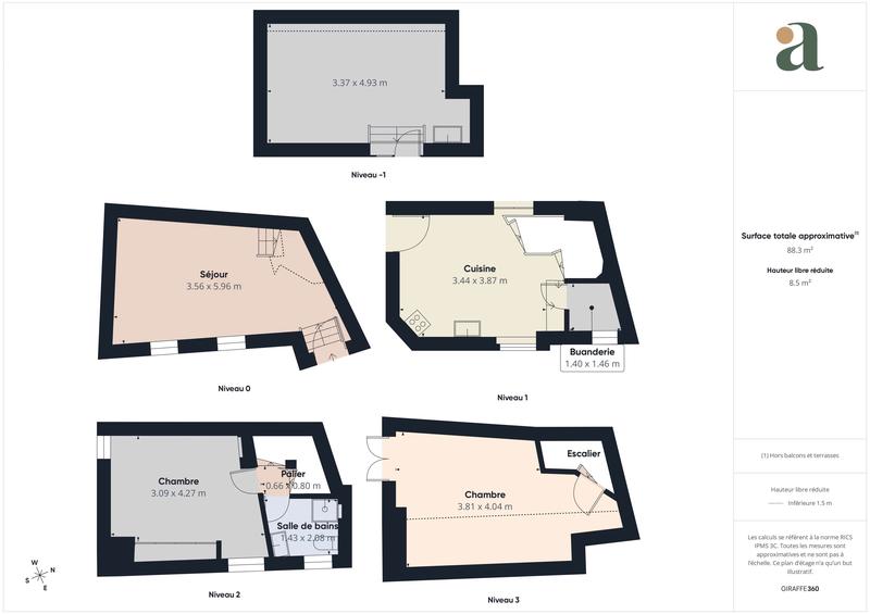 Maison de village - 65 m² - 3 pièces