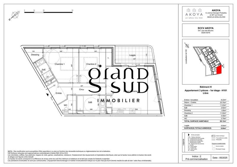 Appartement - 69 m² - 3 pièces