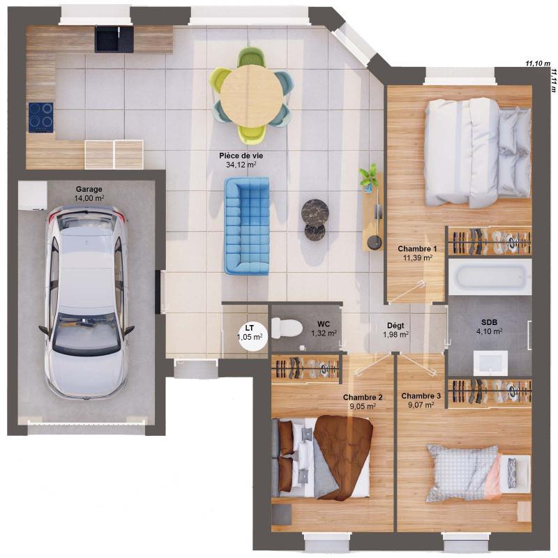 Maison - 72 m² - 5 pièces