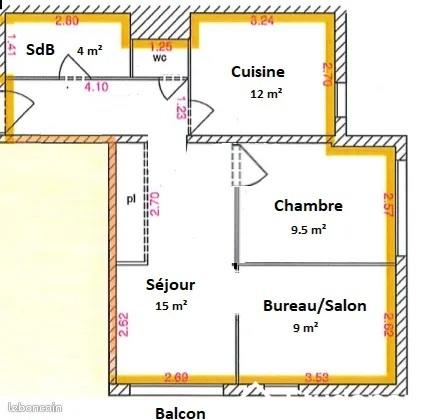 Chambre - 9 m² - 1 pièce