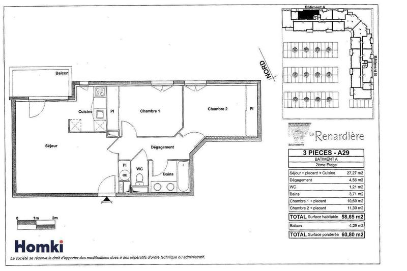 Appartement - 60 m² - 3 pièces