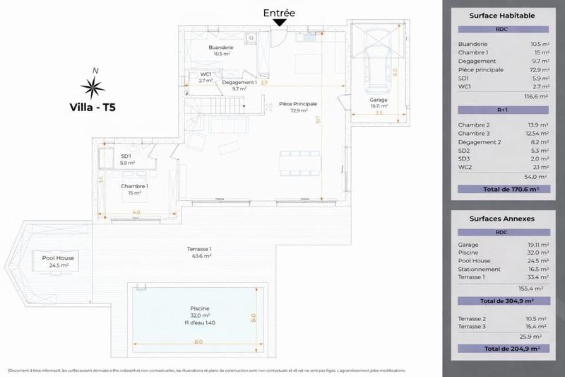 Maison - 170 m² - 5 pièces
