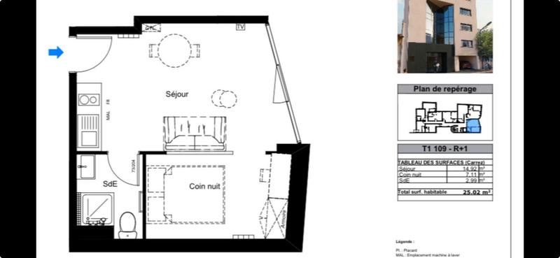 Appartement - 25 m² - 2 pièces